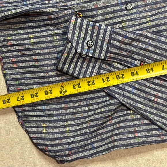 Luchiano Visconti Black Shirt Mens Small Long Sleeve Button Up Floral Striped - Picture 5 of 5